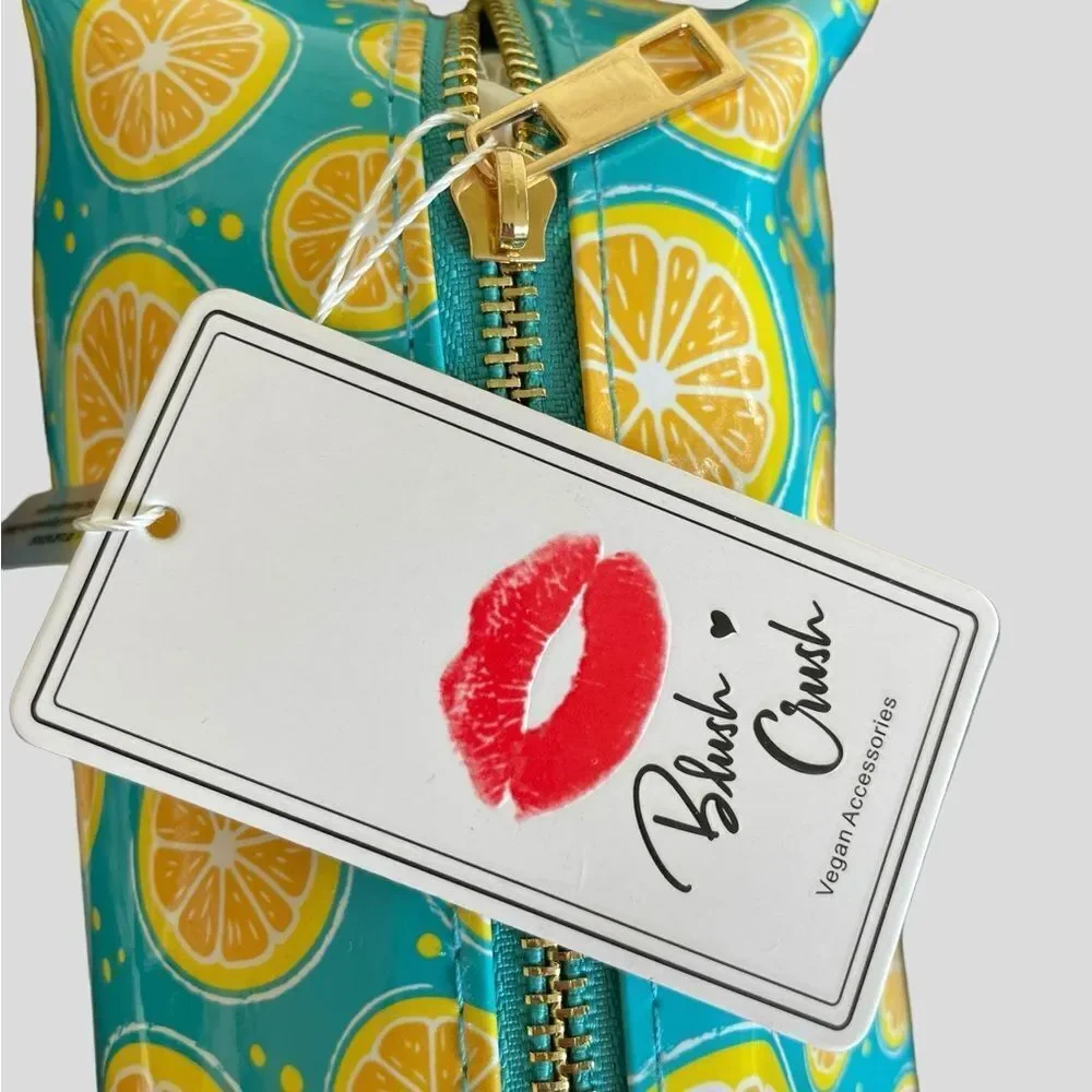 OCS Designs Orange Slice Cosmetic Bag Blue Citrus Travel Pouch NWT